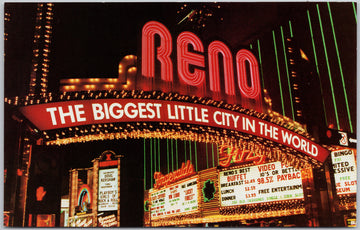 Reno NV Reno Arch Biggest Little City in World Nevada USA Postcard 