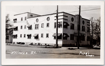 Kelowna BC Street View Unidentified Building Pope's Studio RPPC Postcard