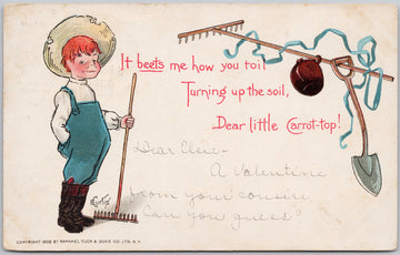 Dear Little Carrot-Top Farmer Comic E. Curtis Artist Tuck Postcard 