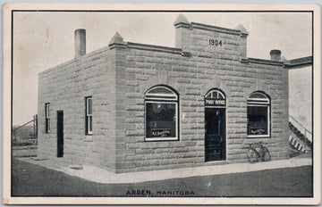 Arden Manitoba Post Office Postcard