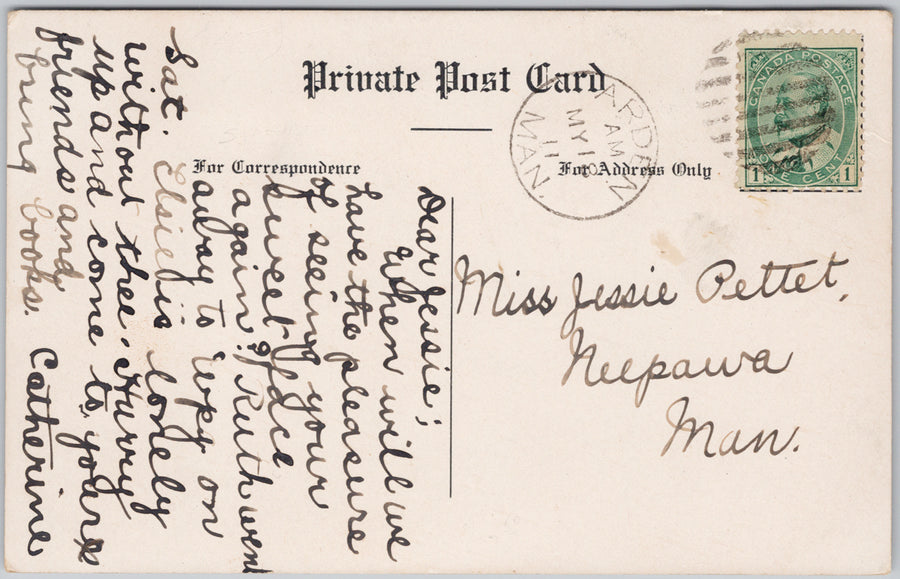 Arden Manitoba Post Office M.E. Boughton MB Canada 1911 Postcard SP21