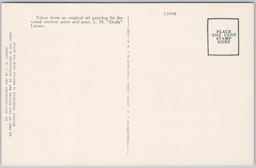 Dude Larsen Artist Landmark Of The Desert Man Mule Unused Linen Postcard SP21