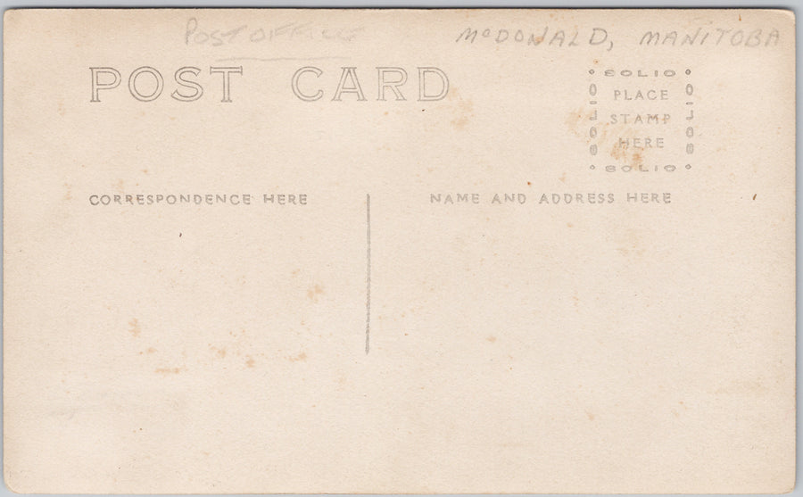 Macdonald Manitoba Street View Post Office MB Canada c1900s-10s Solio RPPC Postcard SP21