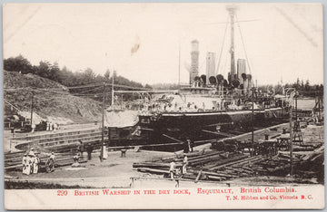 British Warship Esquimalt BC Vancouver Island British Columbia Hibben 1906 Postcard 