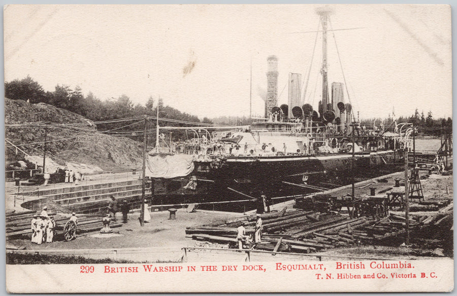 British Warship Esquimalt BC Vancouver Island British Columbia Hibben 1906 Postcard 