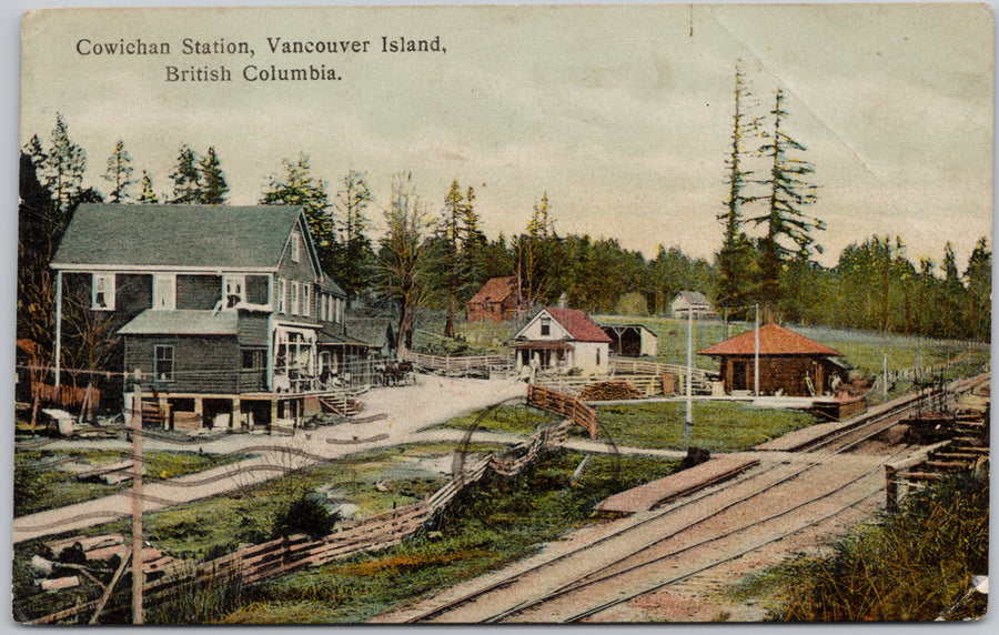 Cowichan Station Vancouver Island BC Railway No. 189 Hibben Postcard 