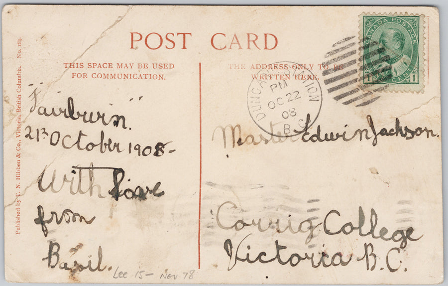 Cowichan Station Vancouver Island BC Railway No. 189 Hibben Postcard SP21 *as is