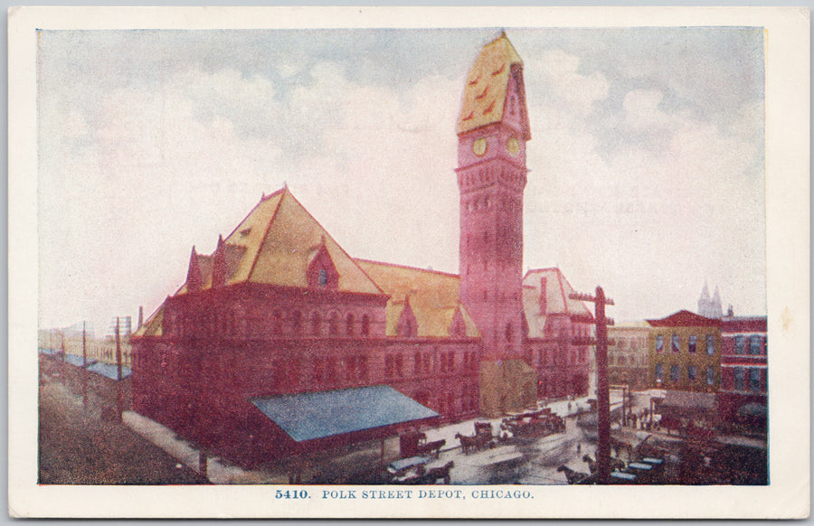 Polk Street Depot Chicago IL Illinois USA Postcard 