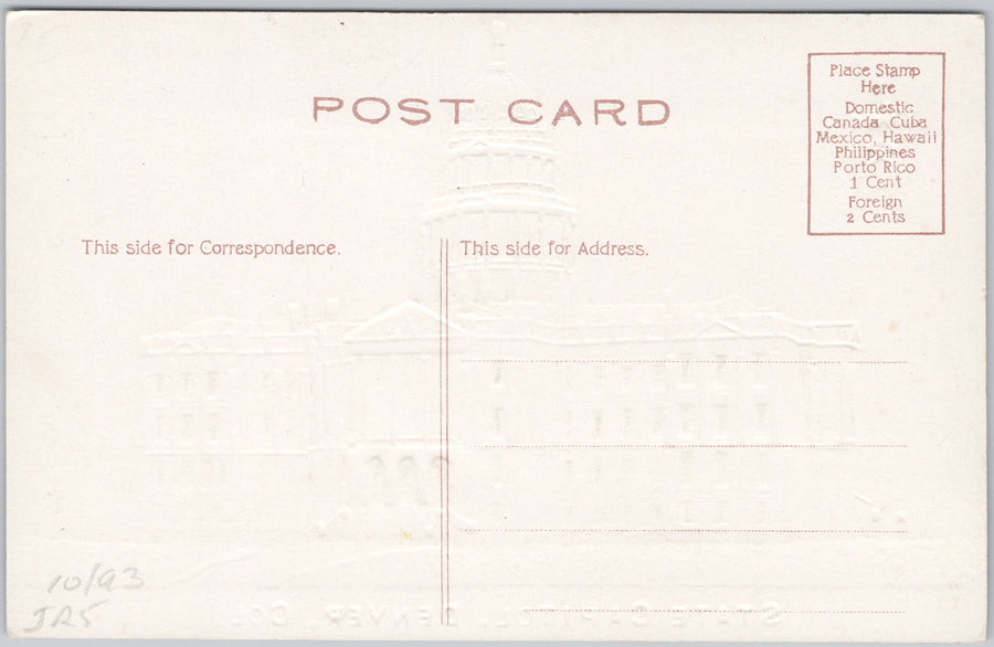 State Capitol Denver Colorado CO Embossed Postcard SP21