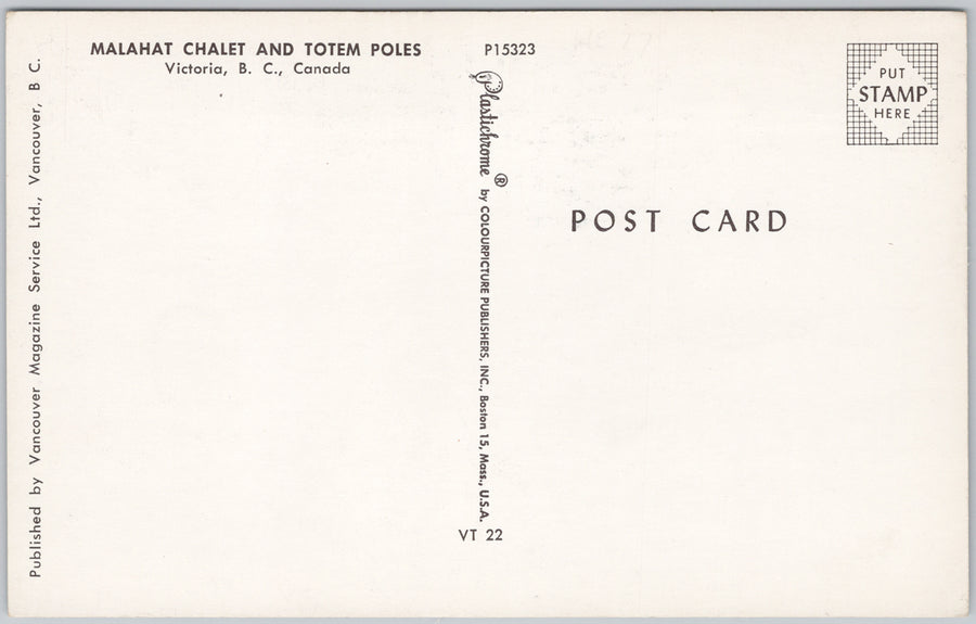 Malahat Chalet Victoria BC Vancouver Island Totem Poles Canada Postcard SP21