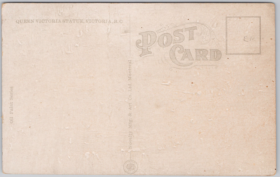 Queen Victoria Statue Victoria BC British Columbia Parliament Bldgs Textured Postcard SP21