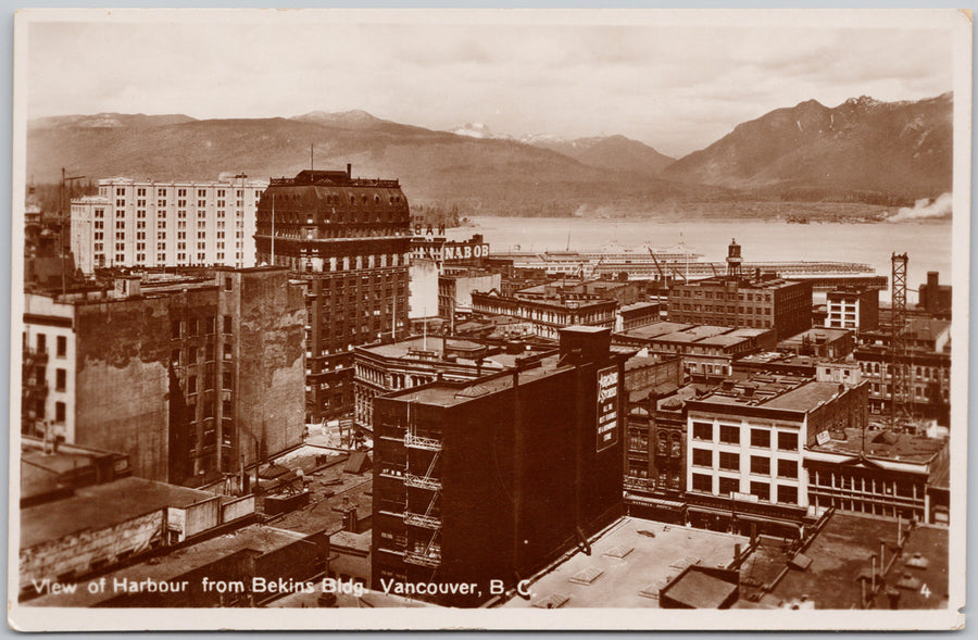 Vancouver BC from Bekins Building Leonard Frank RPPC Postcard 