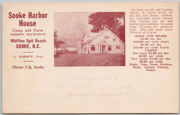 Sooke Harbor House Sooke BC Whiffen Spit Beach Vancouver Island Canada Postcard SP21
