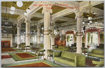 The Hall Empress Hotel Victoria BC Vancouver Island British Columbia New CP Railway Hotel Hibben Postcard 