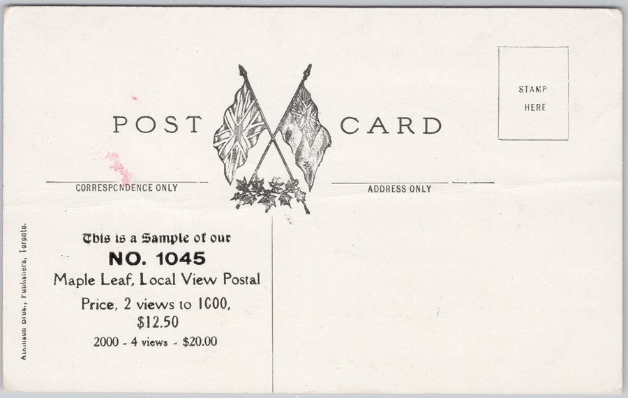 Huntsville Ontario Dr. Harts Hospital Muskoka ON Atkinson Bros Sample & Rates Postcard SP21 *as is