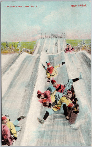 Tobogganing The Spill Montreal QC Quebec Canada Postcard 