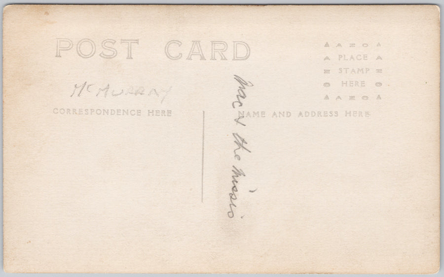 Fort McMurray Alberta Man Woman Dog in Barge Boat Athabasca River ? Unused RPPC Postcard SP21