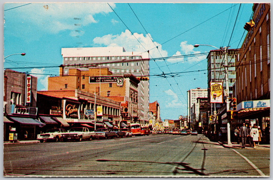 Edmonton Alberta Jasper Ave Topps Store AB Canada 1967 Postcard