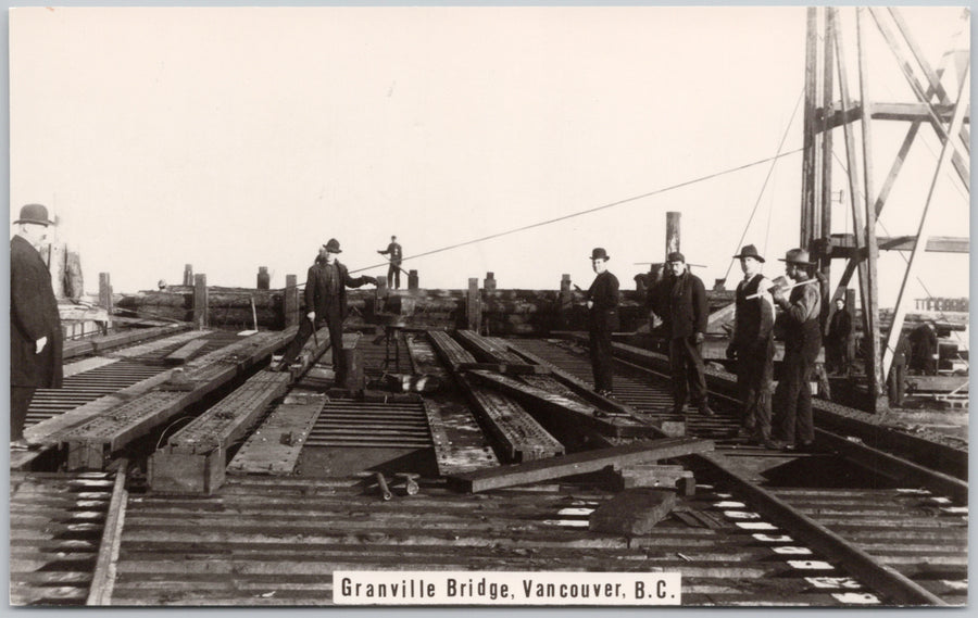Granville Bridge Vancouver BC British Columbia Construction RPPC Postcard 