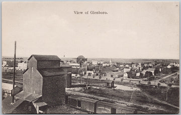 Glenboro Manitoba MB Grain Elevator CP Railway Cars 1910s Postcard 