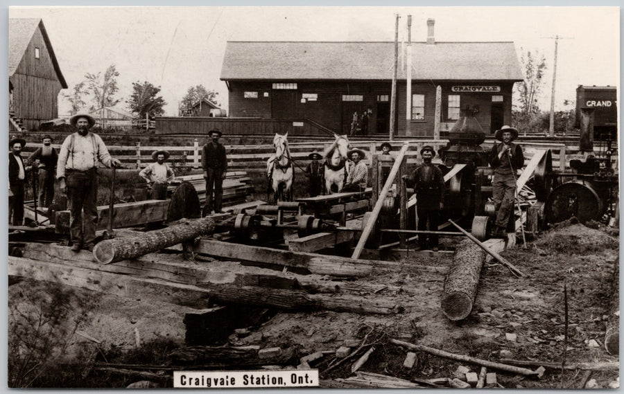 Craigvale Station Innisfil Ontario ON Construction Grand Trunk RPPC Postcard 