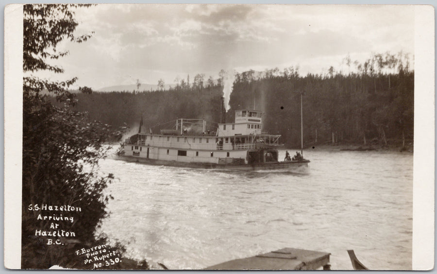 SS 'Hazelton' Steamship Hazelton BC British Columbia No. 330 Fred Button Scarce RPPC Postcard