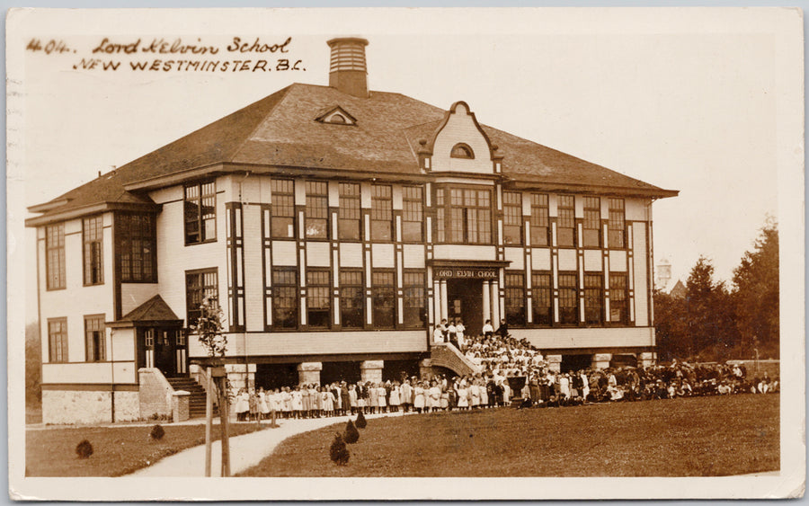 Lord Kelvin School New Westminster BC Students Teachers Scarce 1911 RPPC Postcard 