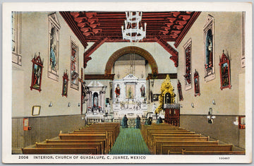 Interior Church of Guadalupe C. Juarez Mexico Postcard 