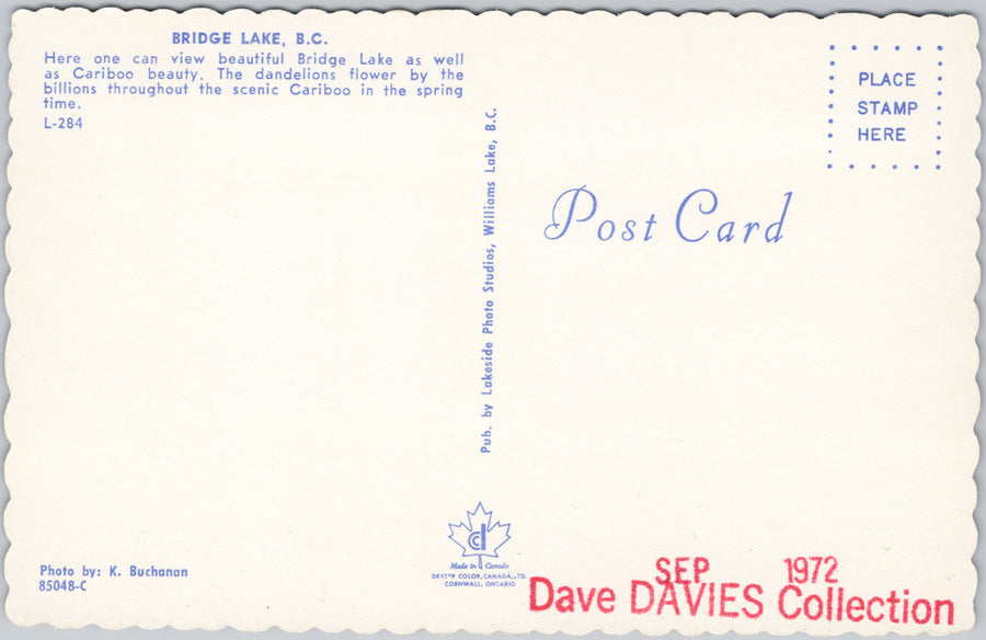 Bridge Lake BC British Columbia Cariboo Region Postcard SP21