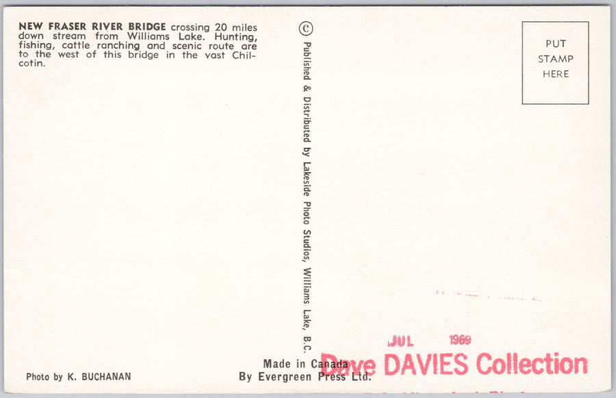 New Fraser River Bridge BC near Williams Lake British Columbia Postcard SP21
