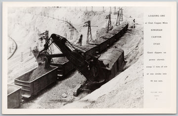 Utah Copper Mine Bingham Canyon Utah UT Loading Ore Giant Dippers Shovels Picture Shop RPPC Postcard 