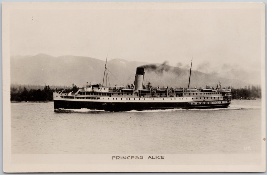 SS 'Princess Alice' Steamship Passenger Ship BC British Columbia RPPC Postcard