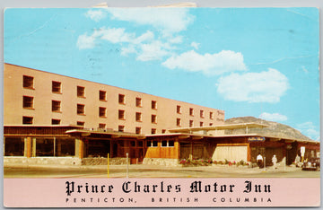 Prince Charles Motor Inn Penticton BC British Columbia Penticton Herald Chrome Postcard