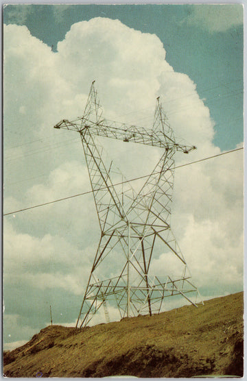 The First Tower Peace River Dam BC British Columbia Lakeside Photo Studio Chrome Postcard 