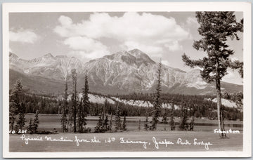 Jasper Alberta 14th Fairway Jasper Park Lodge Golf Course Pyramid Mountain AB Canada Johnston RPPC Postcard 