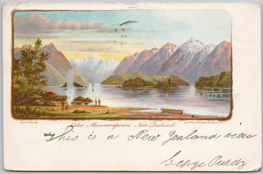 Lake Manawapouri NZ New Zealand Government Tourist Health Postcard 