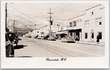 Cloverdale BC Street Scene Pacific Highway British Columbia Walker Ward RPPC Postcard 