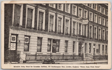 Salvation Army Hotel for Canadian Soldiers London England West Central Hotel Canadian Forces 1942 Ottawa MPO Cancel Postcard