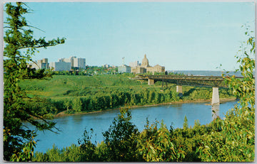 Edmonton Alberta Legislature Building River Skyline Bridge Postcard 
