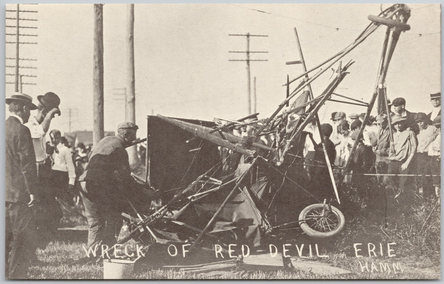 Wreck of Red Devil Erie PA Pennsylvania Aviation Repro Postcard
