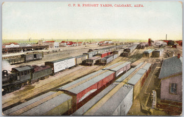 Calgary Alberta CPR Freight Yards Trains Rail Cards Royal Curio Postcard 