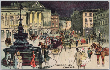 Piccadilly Circus London England UK Ludovici Artist Unused Davidson Bros Postcard 