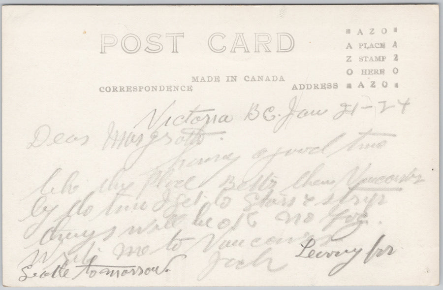 Beacon Hill Park Victoria BC British Columbia 1924 RPPC Postcard SP21