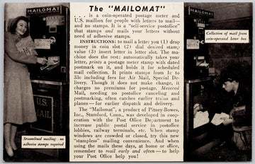 The Mailomat Coin-Operated US Mail Mailbox Pitney Bowes Advertising Postcard 
