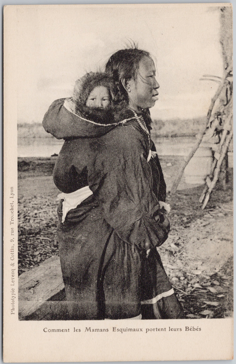Indigenous Eskimo Esquimaux Mom Carrying Baby AK Levenq & Cottin Postcard 