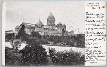 Exhibition Melbourne Australia 1905 Yarrowonga Cancel Postcard 