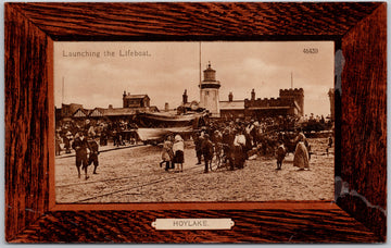 Hoylake Launching the Lifeboat Merseyside England Lighthouse Enammo Series Postcard