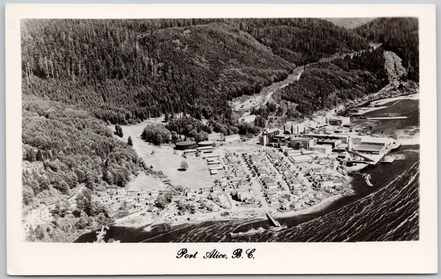 Port Alice BC Aerial View Vancouver Island 1960s RPPC Postcard 