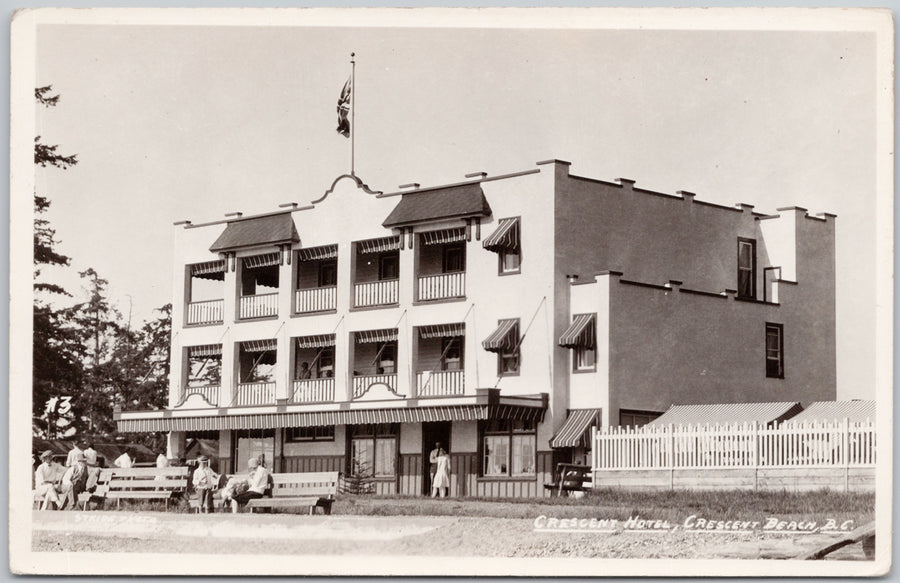Crescent Hotel Crescent Beach BC British Columbia 1939 Stride RPPC Postcard