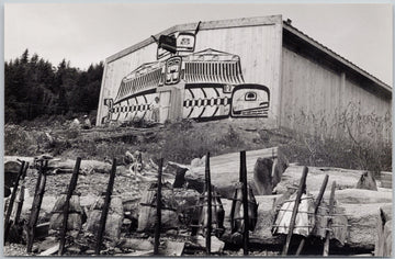 Alert Bay BC Indigenous Art Bird Building Postcard 